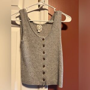 Button up sleeveless ribbed tank top